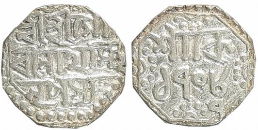 Gaurinatha Simha, Silver 1/4 Rupee, 2.87g, SE 1708/ 7, Assamese legend on both sides withi