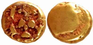 Vijaynagar Empire, Achyutadevaraya, Gold Varaha- Hon, 3.35g, “Gandabherunda” type, Obv: Tw