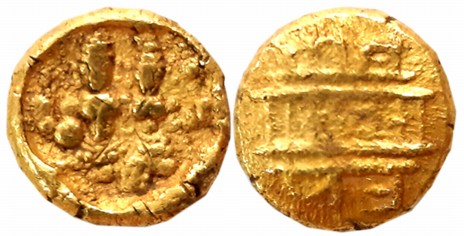 Vijaynagar Empire, Sadashivraya, Gold Varaha- Hon, 3.38g, Obv: Lord Vishnu seated in Padma