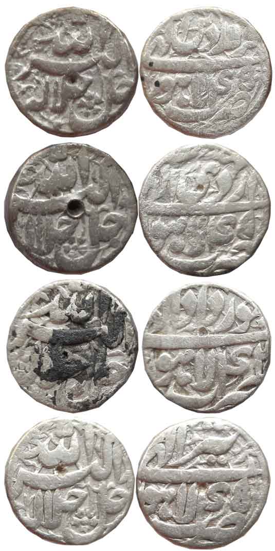 Akbar, Silver Rupees (4), 11.22g,11.20g, 11.19g, 10.79g, “Jalalahu” type, Lahore Mint, Ila
