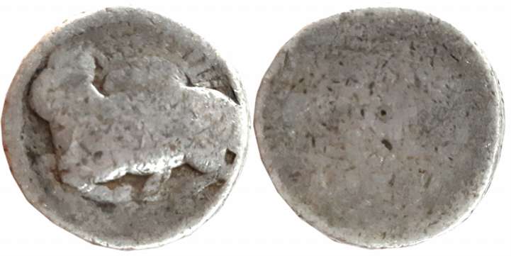 Jahangir, Silver Zodiacal Ram Rupee, 10.29g, Legend part on reverse is totally warned out.