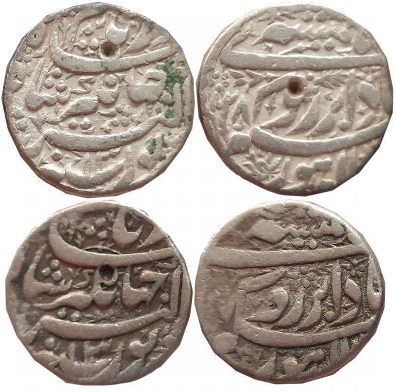 Jahangir, Silver Rupees (2), 11.26g, 11.16g, “Hamisha” couplet, Lahore Mint, AH 1027/ RY 1