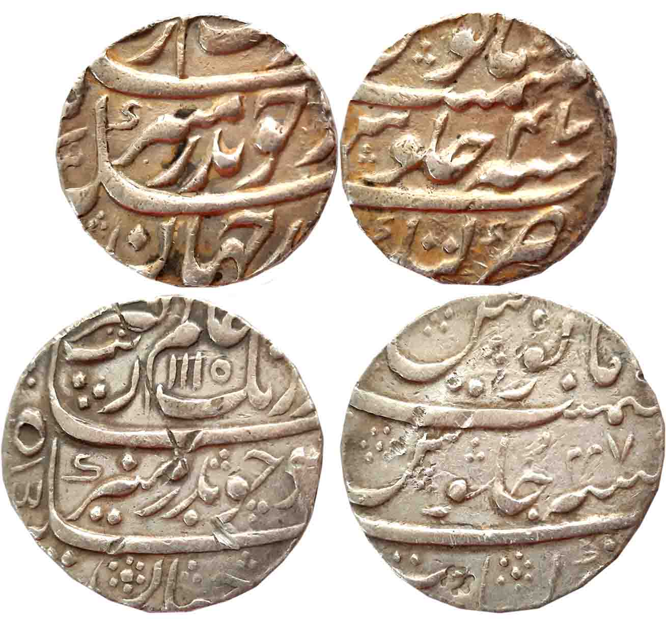 Aurangzeb, Silver Rupees (2), 11.69g, 11.55g, Khambayat Mint, AH 1115/ RY 47 (KM# 300.51) 