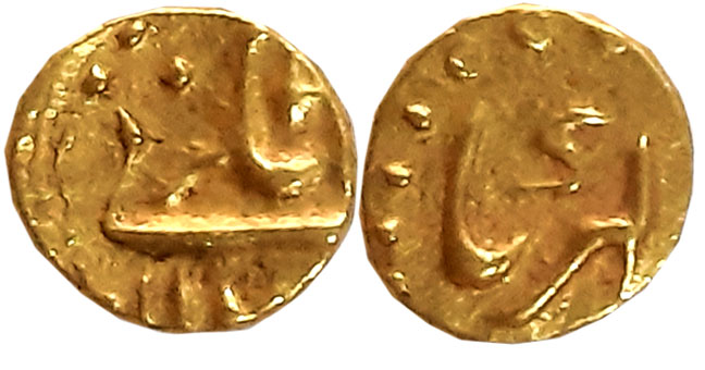 Alamgir II, Gold 1/2 Fanam, 0.18g, Karpa Mint. Extremely fine, rare.