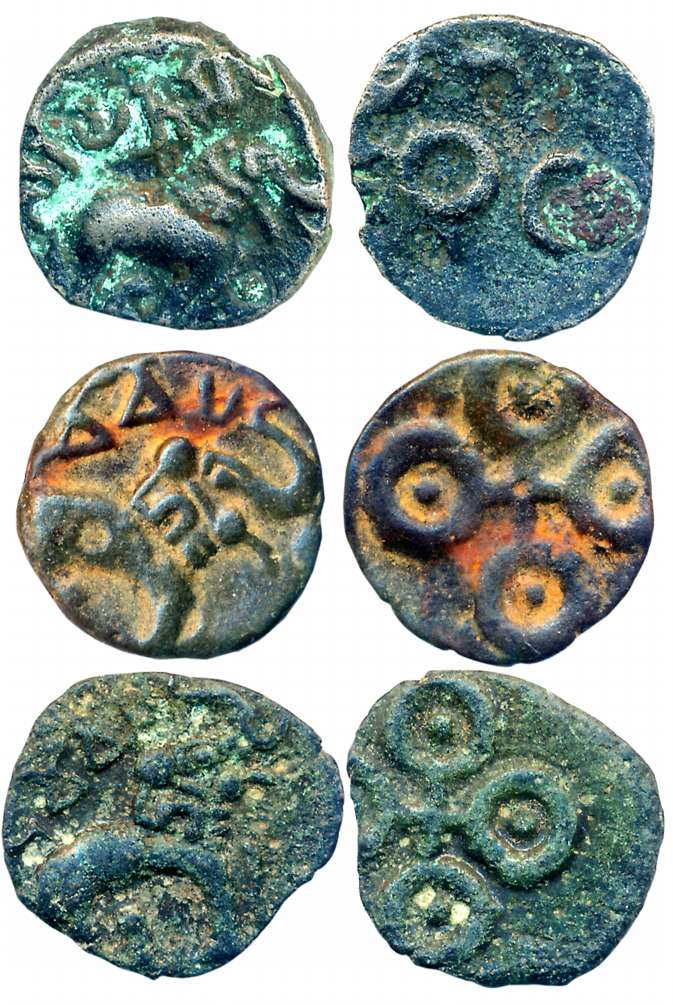 Satvahanas, Potin (3), 2.46g, 2.16g, 2.11g, Gautamiputa Yajna Satakani (1), “Elephant” typ