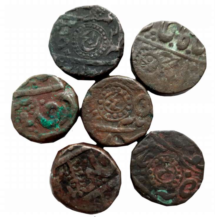 Copper Paisa (5), “Ra’ej” series, different types. Very fine. 5 coins.