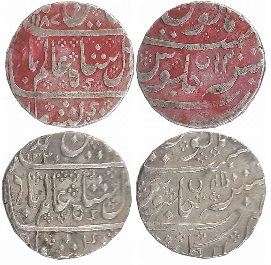 Arkat, Silver Rupees (2), 11.33g, 11.31g, in the name of Shah Alam II, AH 1187/ RY 12 & AH