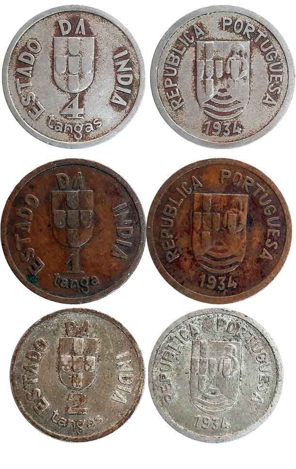 Republic, 1934, Bronze (1),3.88g, 3.79g, 3.03g, 1 Tanga, (KM# 19) & Copper Nickle (2), 4 T