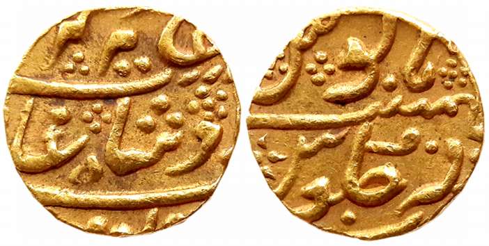 Mumbai, Gold Mohur, 11.58g, Mint name (Off flan), in the name of Alamgir II (Prid# 8, P St