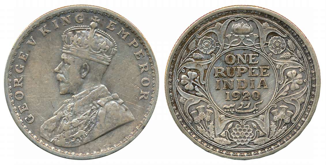 George V, 1920, Silver, Rupee. Very fine.