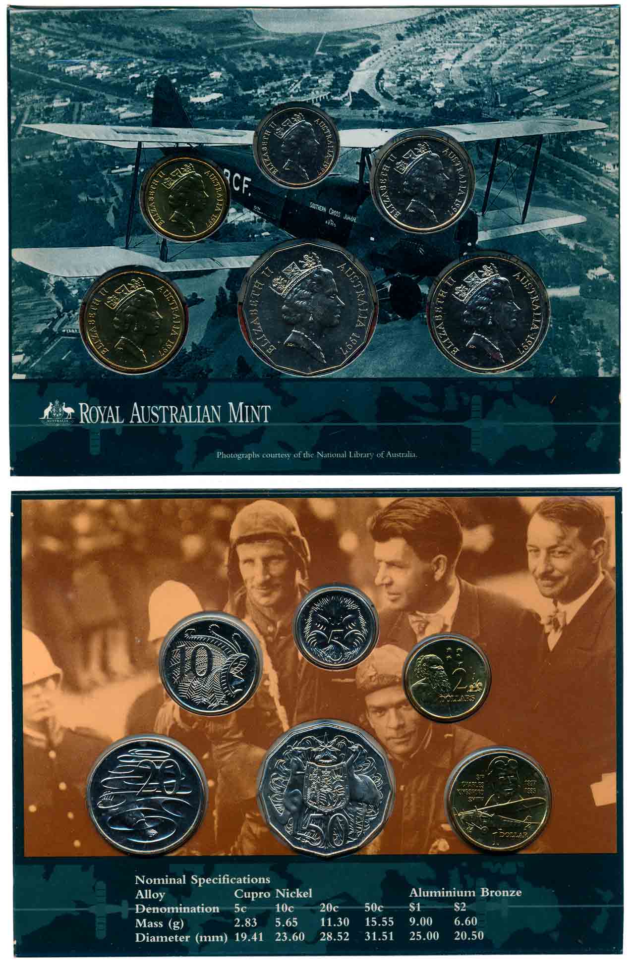 Australia, Elizabeth II, Set of 6 coins, 1997, Copper Nickel, Obv: 3rd portrait of Queen E