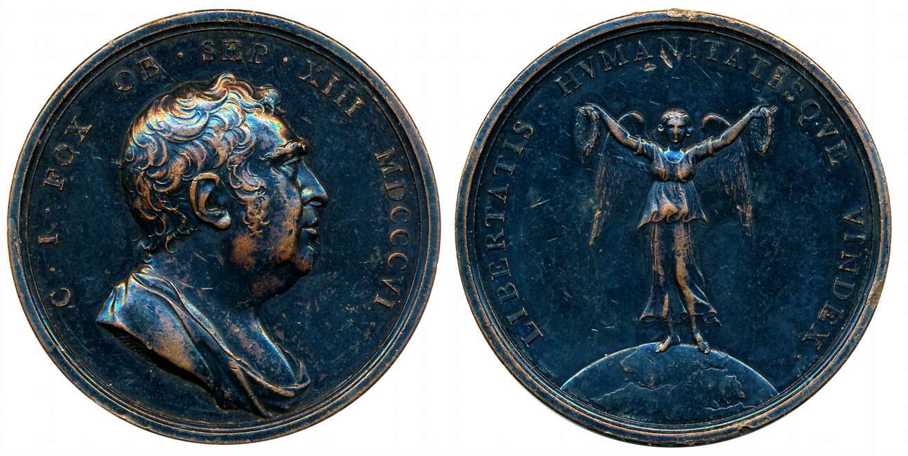 Death of Charles James Fox, bronze Medal, 65.97g, 1806, by T. Webb, draped bust of Charles