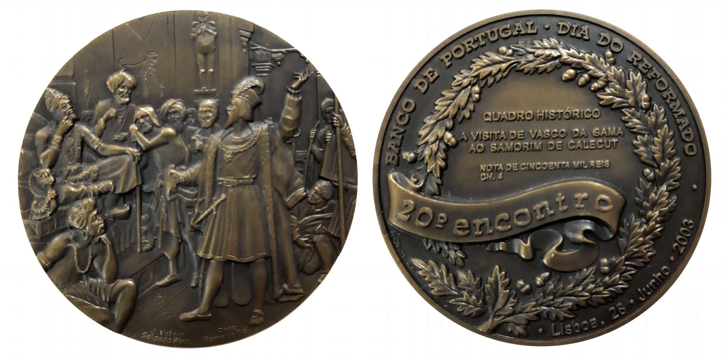 Portuguese-Vasco da Gama, Heavy Bronze Medallion, Issued by the Bank of Portugal, 169.46g,