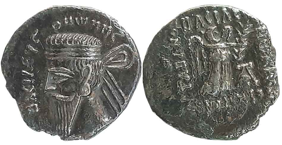 Parthia, Vonones I, Silver Drachm, 3.25g, Ekbatana Mint, Obv: Diademed head left, Greek le