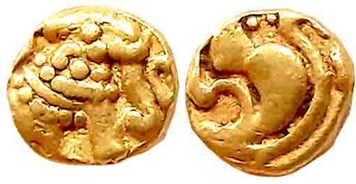 Gangas of Talakadu, Gold Gajapati Fanam, 0.37g, Obv: An ornate Elephant standing to right,