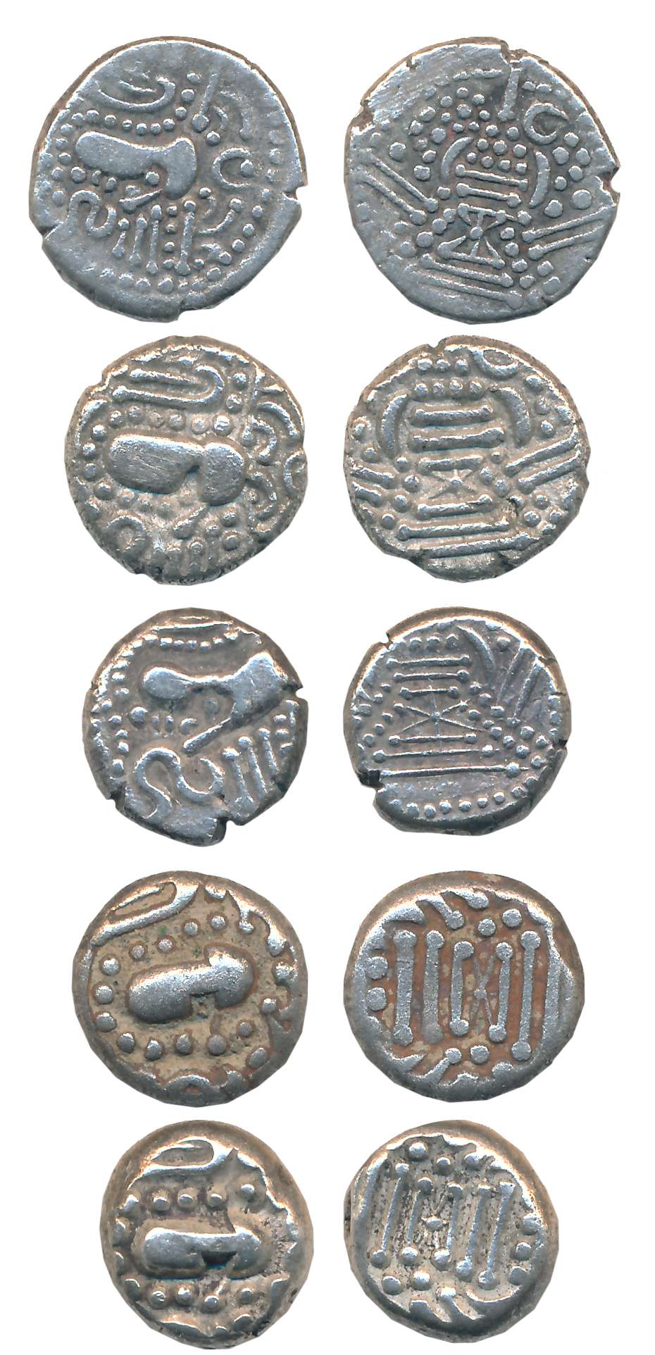 Unattributed, Billon Gadhaiya (5), varies types. Fine to very fine. 5 coins.
