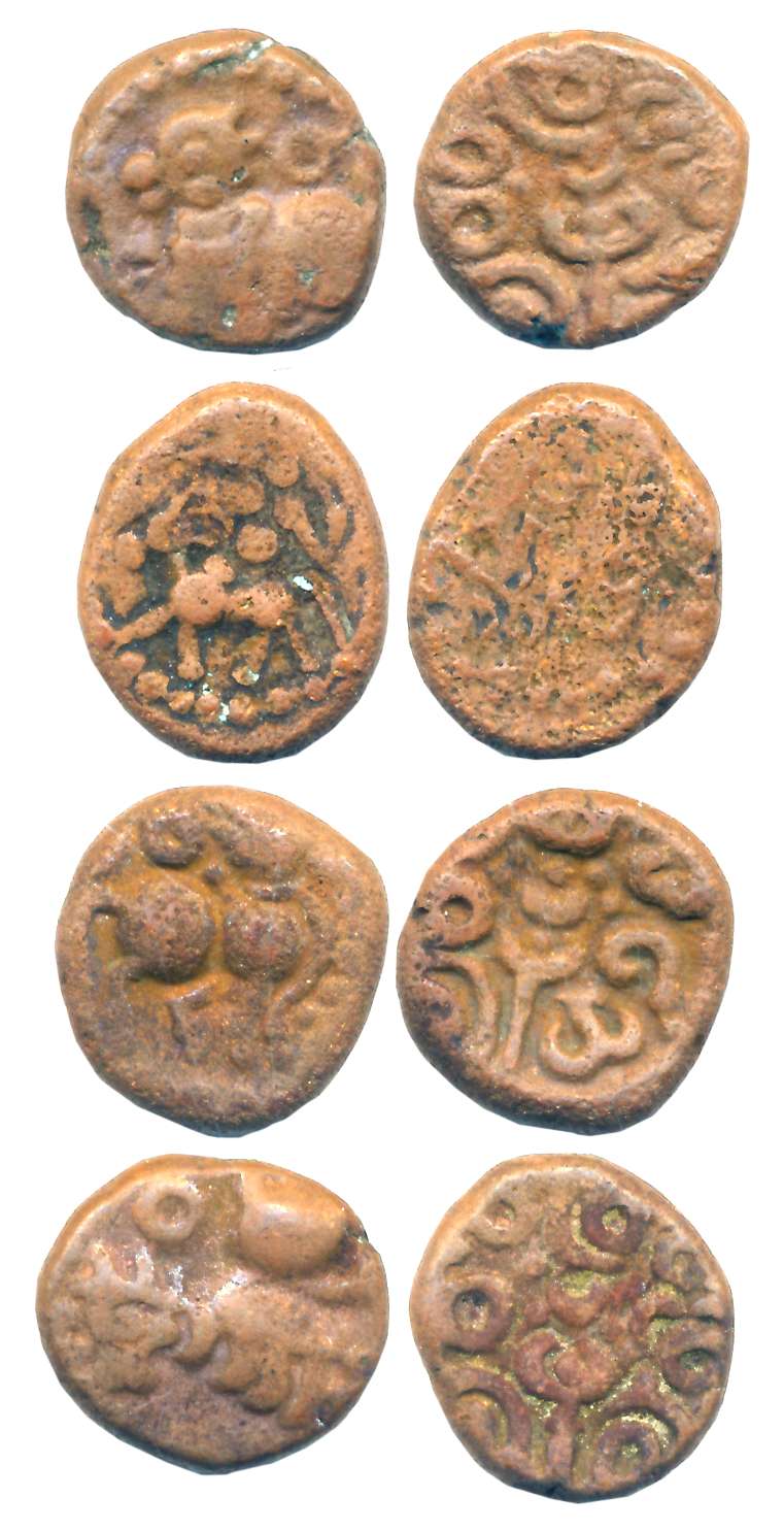 Nayakas, Copper (4), 3.51g, 3.30g, 3.29g, 3.23g, various types. Fine to very fine. 4 coins