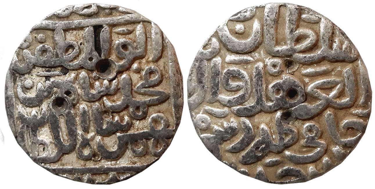 Muhammad Shah I, Silver Tanka, 10.74g, Hadrat Ahsanabad Mint, Date & Mint off flan (G&G# B