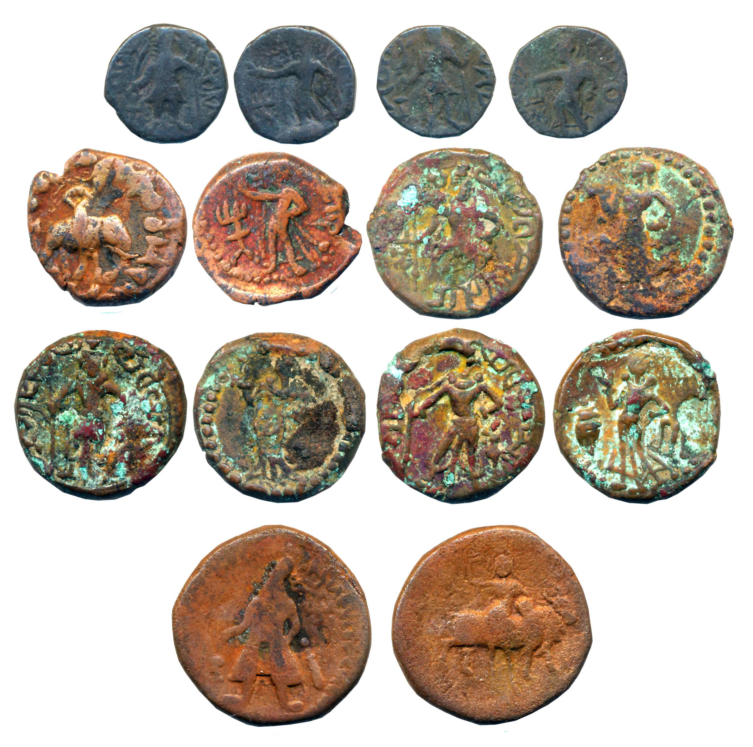 Ancient, Copper (7), Kushans (5), Yaudheya (2), Fine to very fine. 7 coins.