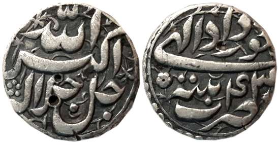 Akbar, Silver Rupee, 11.19g, “Jalalahu” type, Patna Mint, Ilahi Month Khurdad, Year 43 (KM