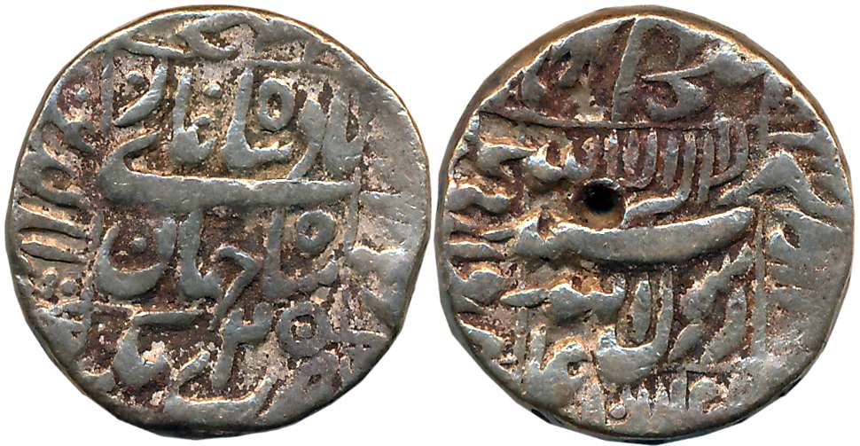 Shah Jahan, Silver Rupee, 11.34g, Bakkar Mint, RY 25, central inscription within square, k