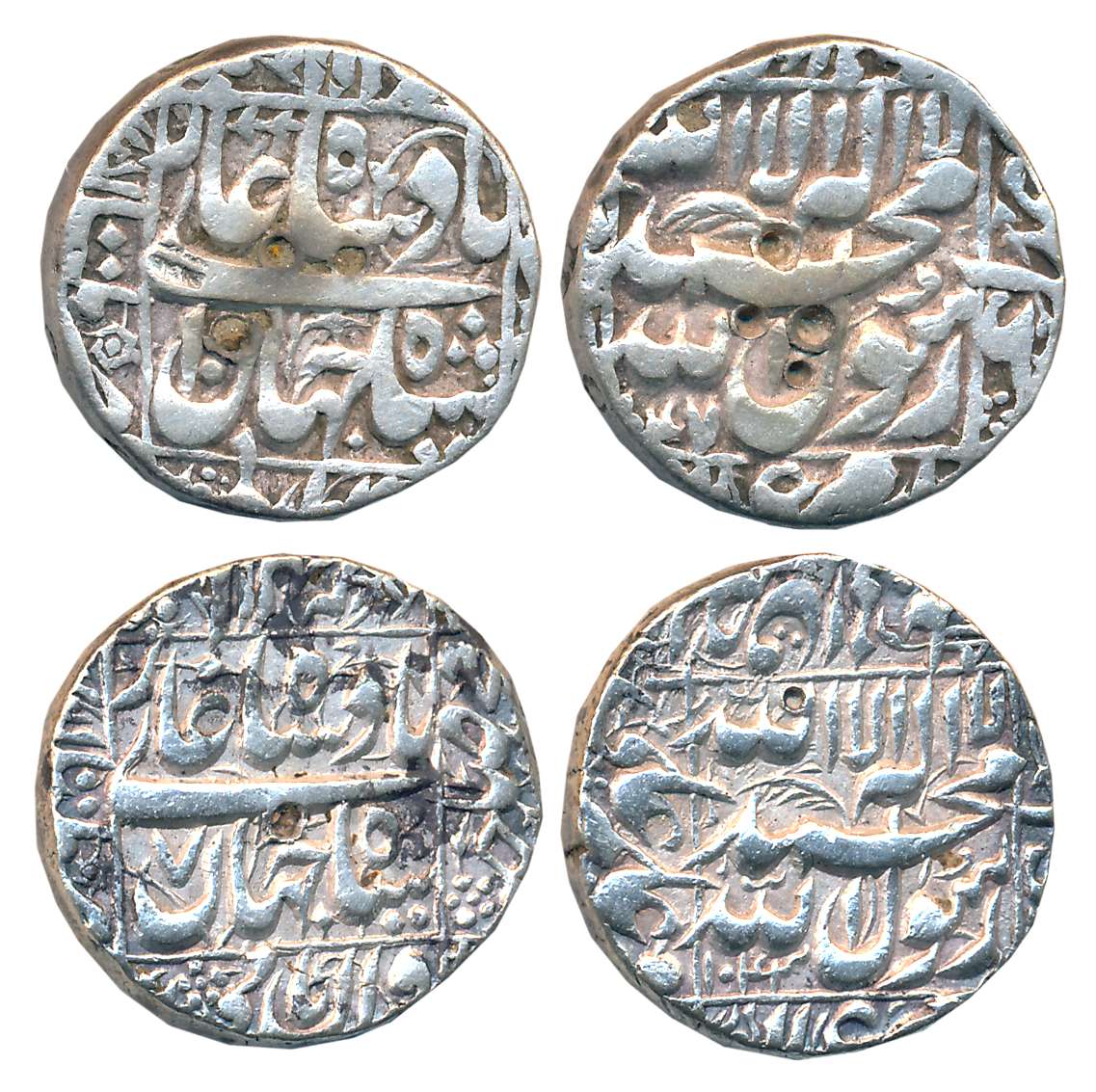 Shah Jahan, Silver Rupees (2), 11.46g, 11.37g, Multan Mint, AH 1043/ RY 7 & AH 1047/ RY 10