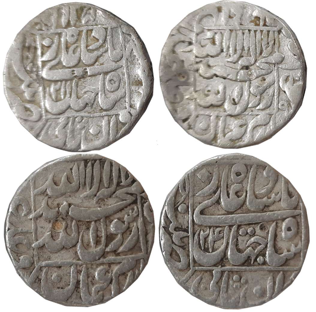 Shah Jahan, Silver Rupees (2), 11.29g, 11.41g, Patna Mint, RY 21, RY 24 (KM# 235.20). Very