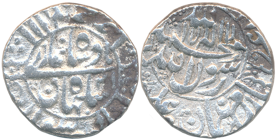 Shah Jahan, Silver Rupee, 11.45g, Surat Mint (KM# 228.5). Fine+.
