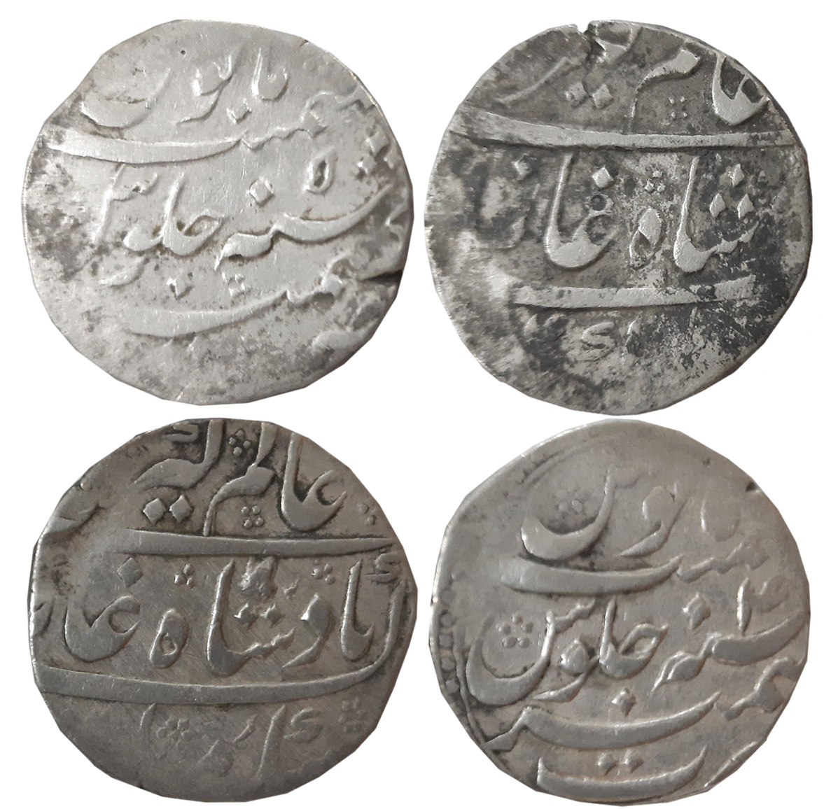Alamgir II, Silver Rupees (2), 11.16g, 11.17g, Kashmir Mint, RY 4, RY 5 (KM# 460.11). Very