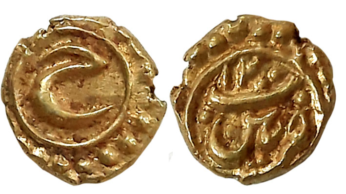 Tipu Sultan, Gold Fanam, 0.38g, Patan Mint, AM 1200 (KM# 128.1). Extremely fine.