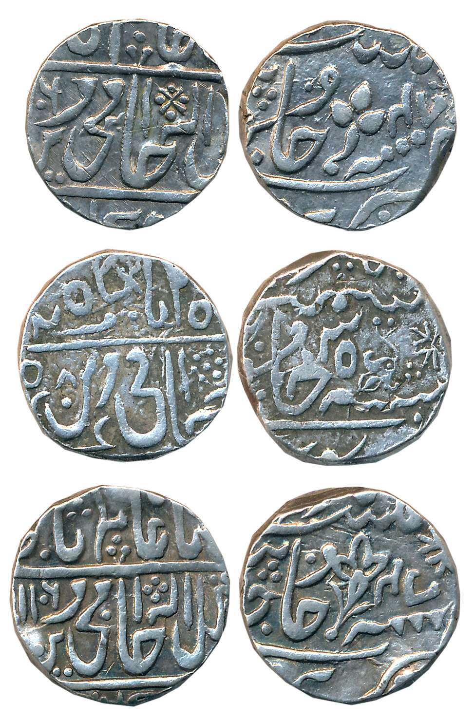 Daulat Rao, Silver Rupees (3), 10.78g, 10.87g, 10.88g, in the name of Shah Alam II, Sipri 