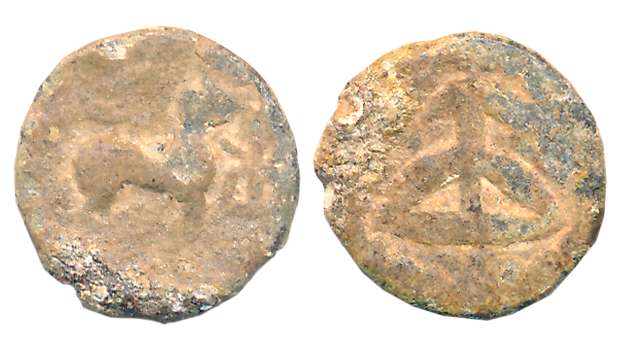 Kuras, Anonymous issue, Lead, 1.56g, Obv: Lion standing to right with tail upraised, Rev: 