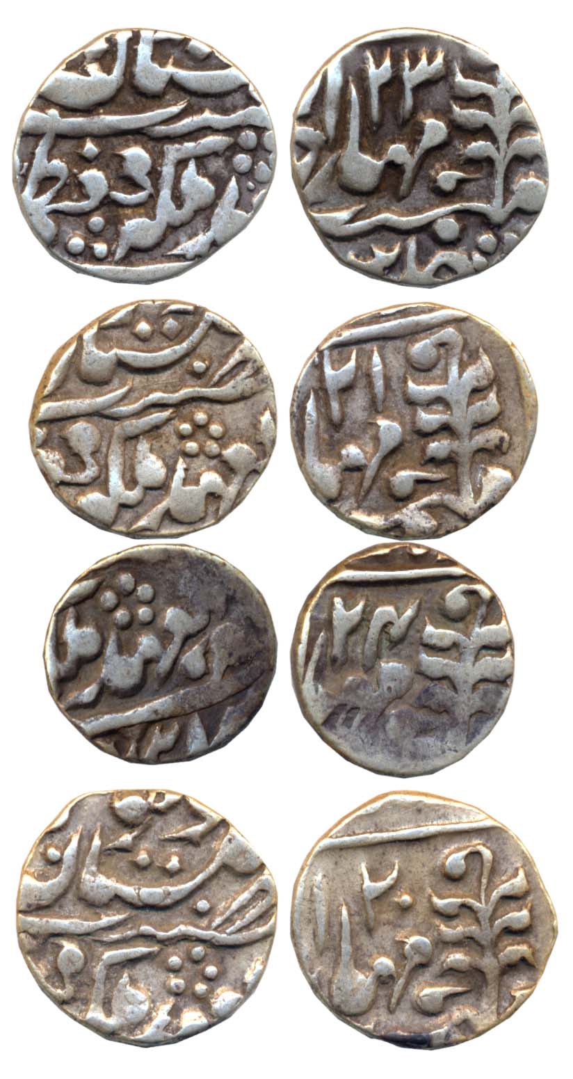 Madho Singh II, Silver 1/4 Rupees (4), 2.85g, 2.82g, 2.81g, 2.80g, Sawai Jaipur Mint, RY 2