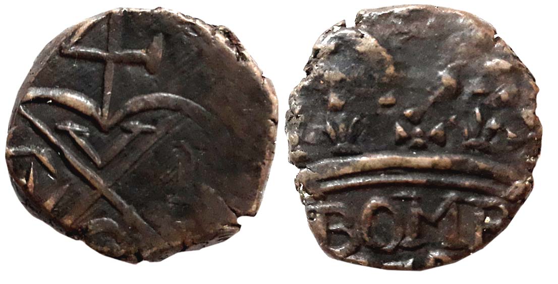 Mumbai, Copper Pice, 10.20g, Obv: Large Crown, legend BOMB, Rev: U.E.I. Co. Bale mark (KM#