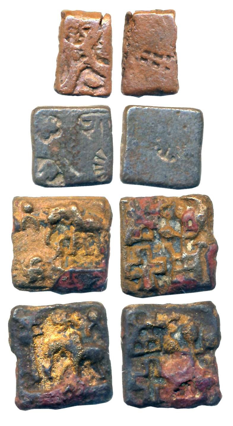 Copper (4), Punch Marked (2), 2.43g 2.23g, & Mauryan/ Sunga Period, Uninscribed, Cast Copp