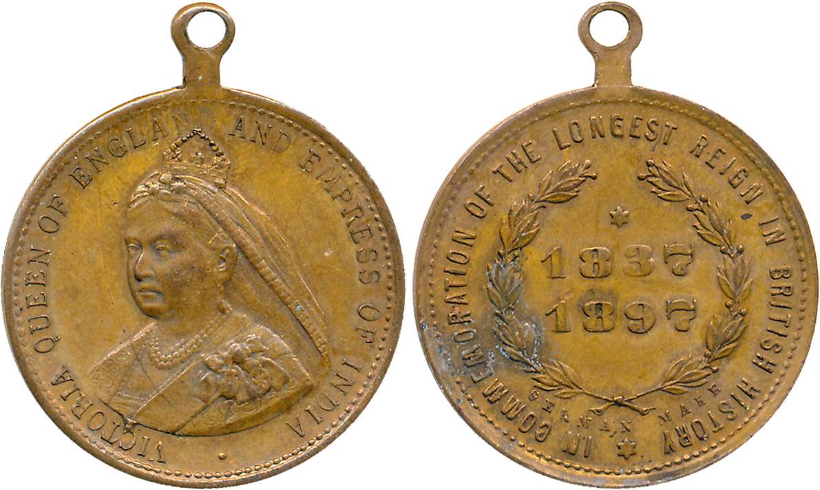 Victoria Queen of England & Empress of India Medal, 3.91g, 1837-1897. Very fine, rare.