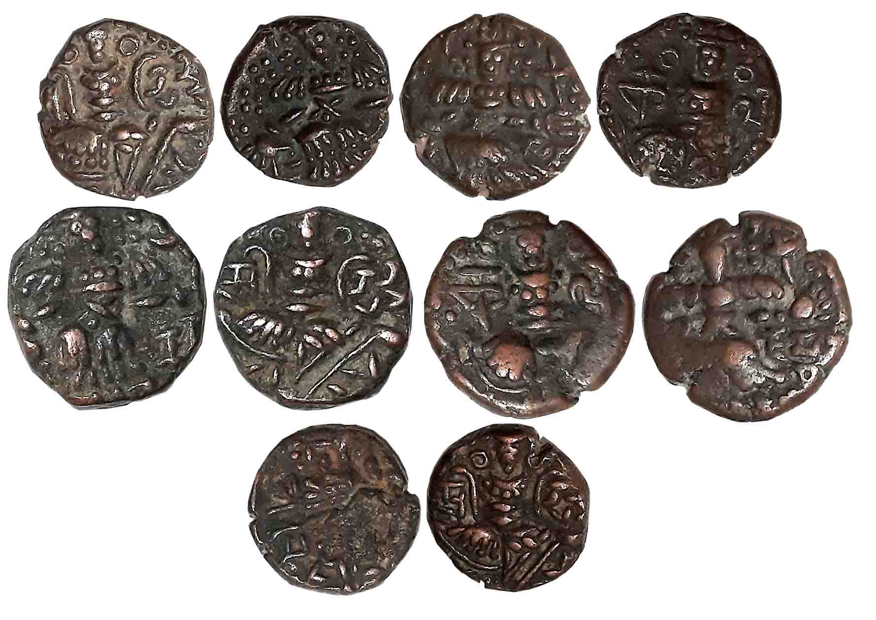 Hindu Kings of Kashmir, Copper, (5), Didda Rani (3) & Kalashraj Dev (2). Very fine. 5 coin