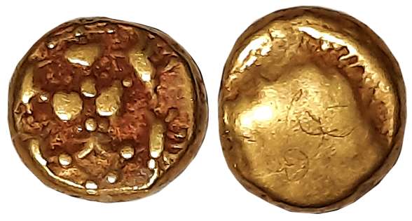 Vijaynagar Empire, Achyutadevaraya, Gold Varaha- Hon, 3.34g, “Gandabherunda” type, Obv: Tw