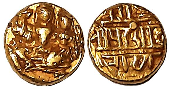Vijaynagar Empire, Sadashivraya, Gold Varaha- Hon, 3.38g, Obv: Lord Shiva and Parvati seat