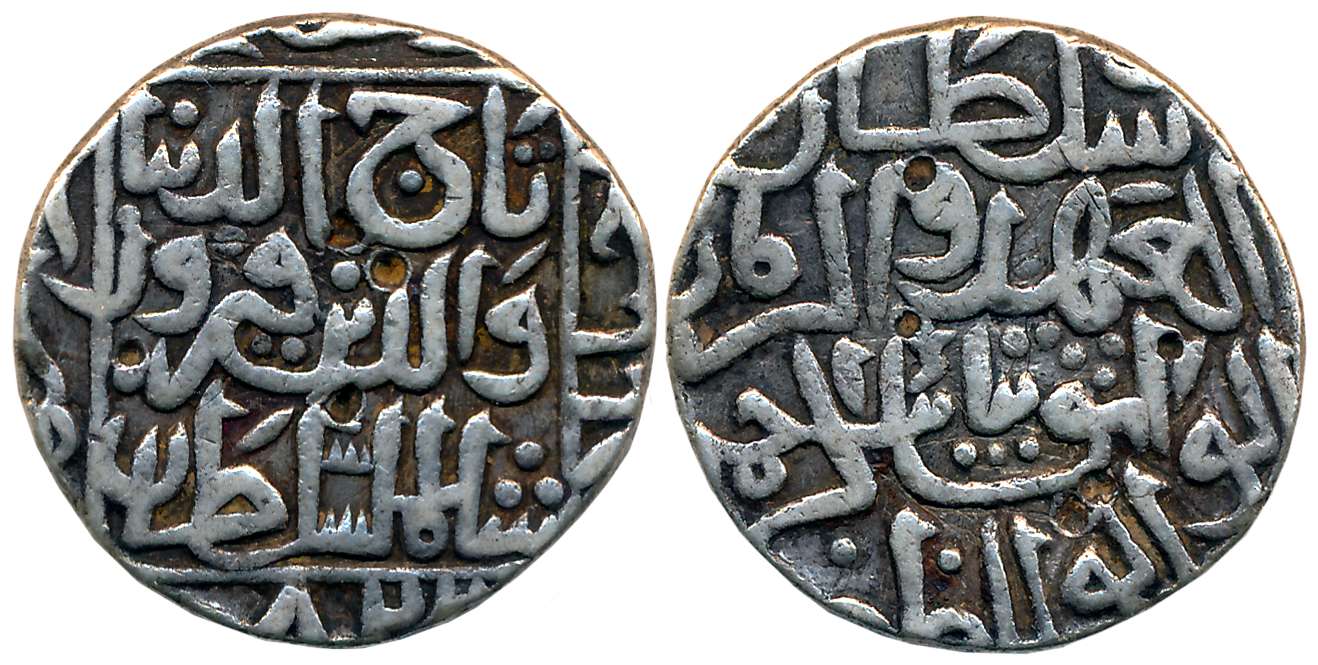 Taj ul din Firuz, Silver Tanka, 10.68g, Hadrat Ahsanabad Mint, AH 822 (G&G# BH63). Extreme