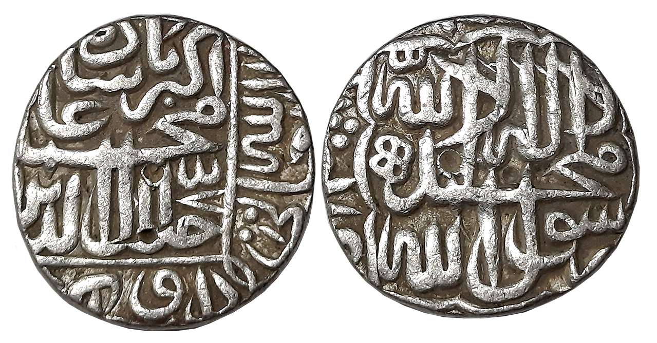 Akbar, Silver Rupee, 11.34g, “Kalima” type, Dar ul Khilafat Agra Mint, AH 985 (KM# 80.1A).