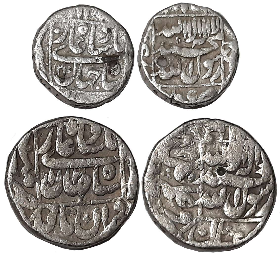 Shah Jahan, Silver (2), Rupee &amp; 1/2 Rupee, 11.20g, 5.50g, Patna Mint, RY 13, RY 24, ce