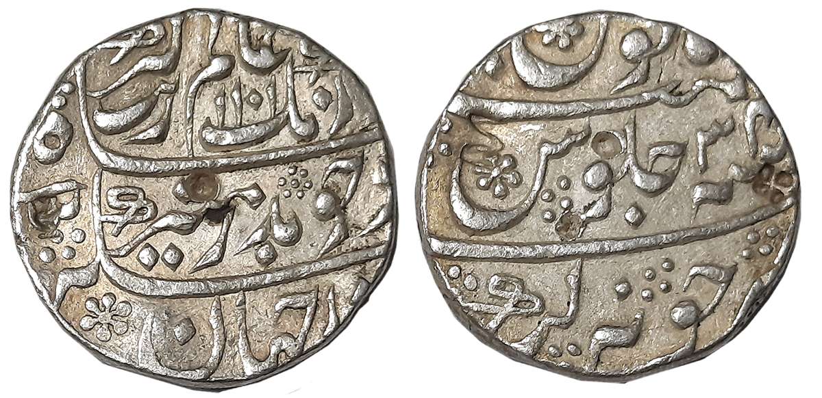 Aurangzeb, Silver Rupee, 11.59g, Junagadh Mint, AH 1101/ RY 34 (KM# 300.43). Complete Mint