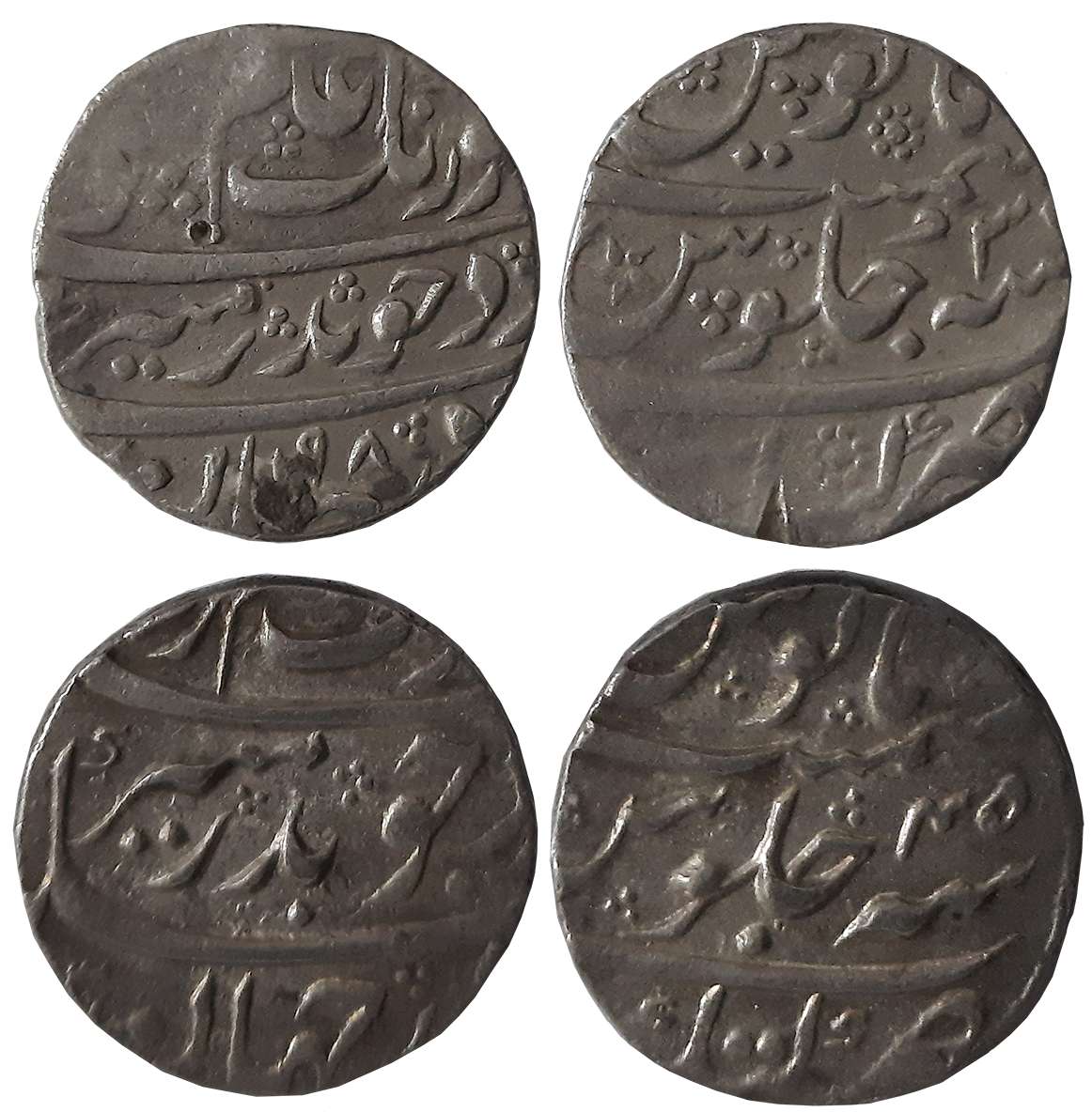 Aurangzeb, Silver Rupees (2), 11.45g, 11.68g, Khambayat Mint, RY 3X, Katak Mint, RY 45 (KM