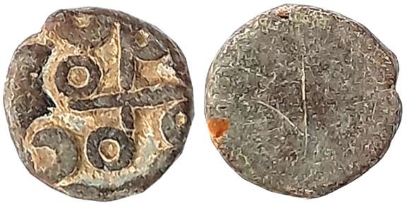 Dattas of Ancient Eastern Malwa, Tripuri region, Uninscribed Lead, 2.38g, Uniface, Swastik