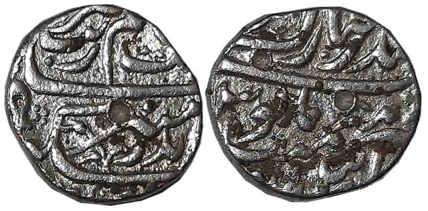 Aurangzeb, Silver 1/2 Rupee, 5.59g, Bandar I Mubarak Surat Mint (KM# 294.5). Very fine.