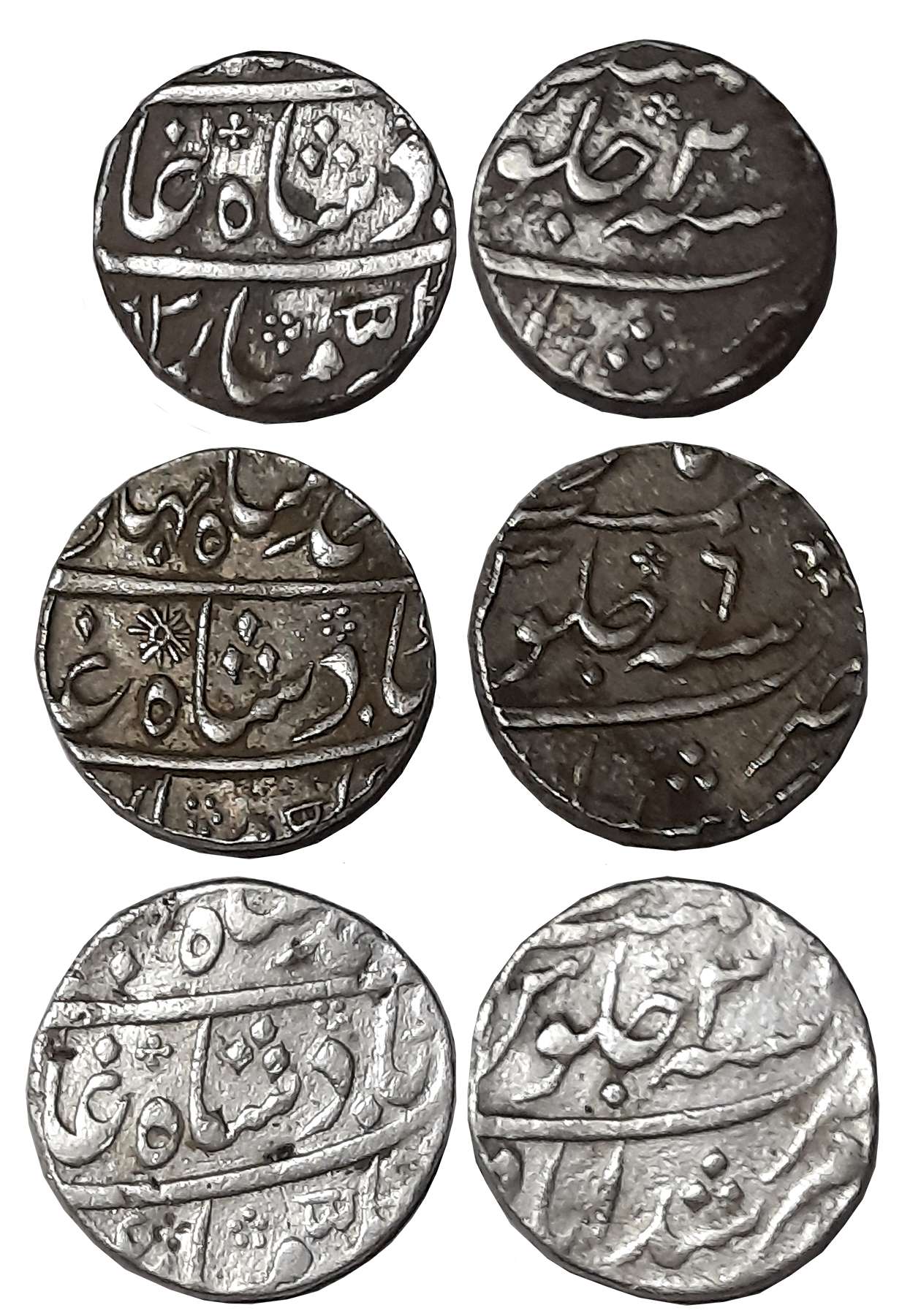 Ahmad Shah, Silver Rupees (3), 11.38g, 11.61g, 11.65g, Murshidabad Mint, RY 2, RY 3, RY 6 