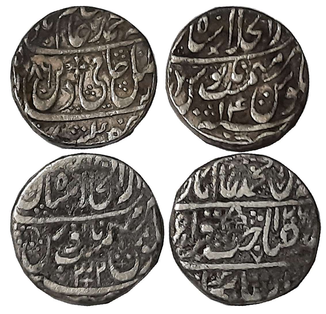 Shah Alam II, Silver Rupees (2), 10.31g, 11.26g, Shahjahanabad Mint, AH 1186/ RY 14, AH 12