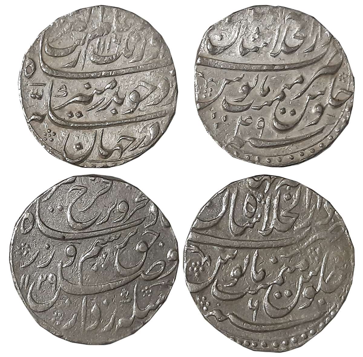 Silver Rupees (2), 11.37g, 11.41g, Dar ul Khilafat Shahjahanabad Mint, Aurangzeb, AH 1116/