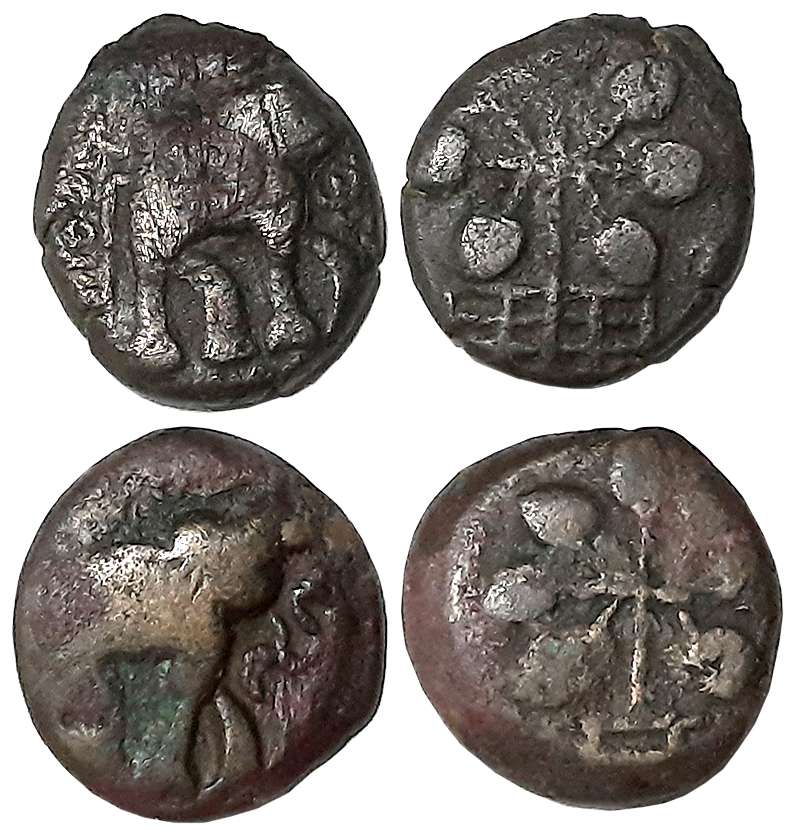 Satvahanas, Nevasa-Paithan Region, Sri Satavhana, Copper (2), 5.82g, 4.68g, “Elephant” typ